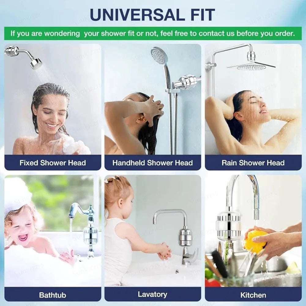Shower Filter for Bathroom for Hard Water Problems | Water Softener for Home Reduces Dry.