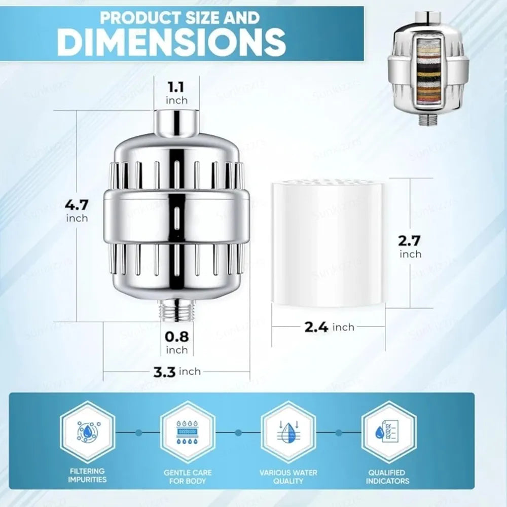 Shower Filter for Bathroom for Hard Water Problems | Water Softener for Home Reduces Dry.